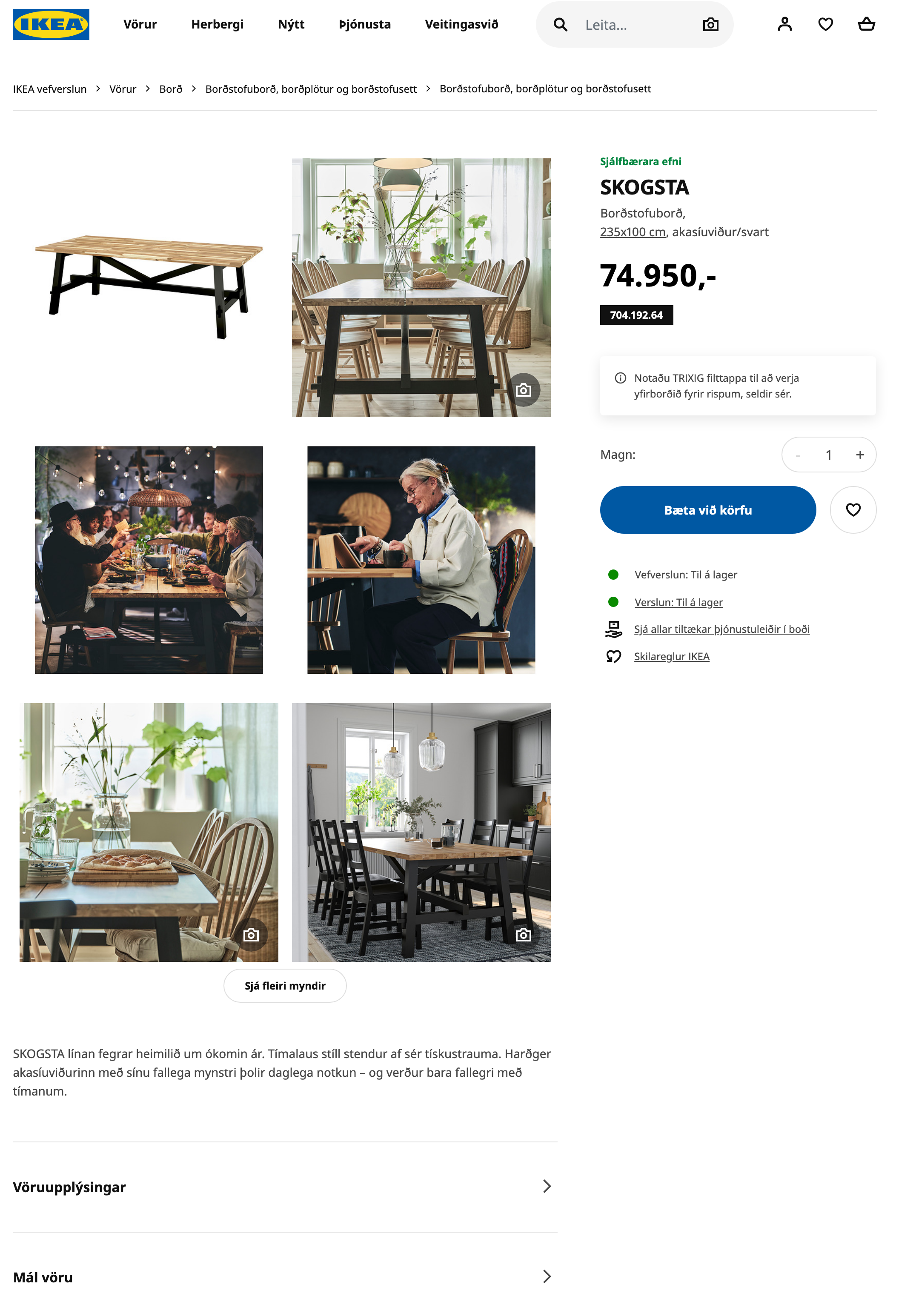 IKEA borðstofuborð 6