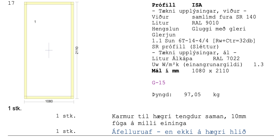 Álklæddur timburgluggi frá Byko - Umframefni 2