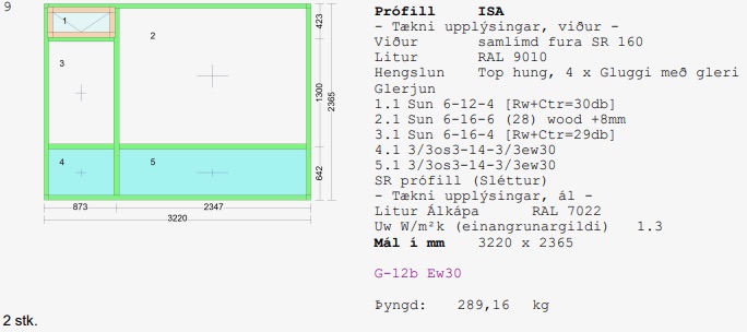 Álklæddur timburgluggi m/opnanlegu fagi frá Byko - Umframefni - G 12 2