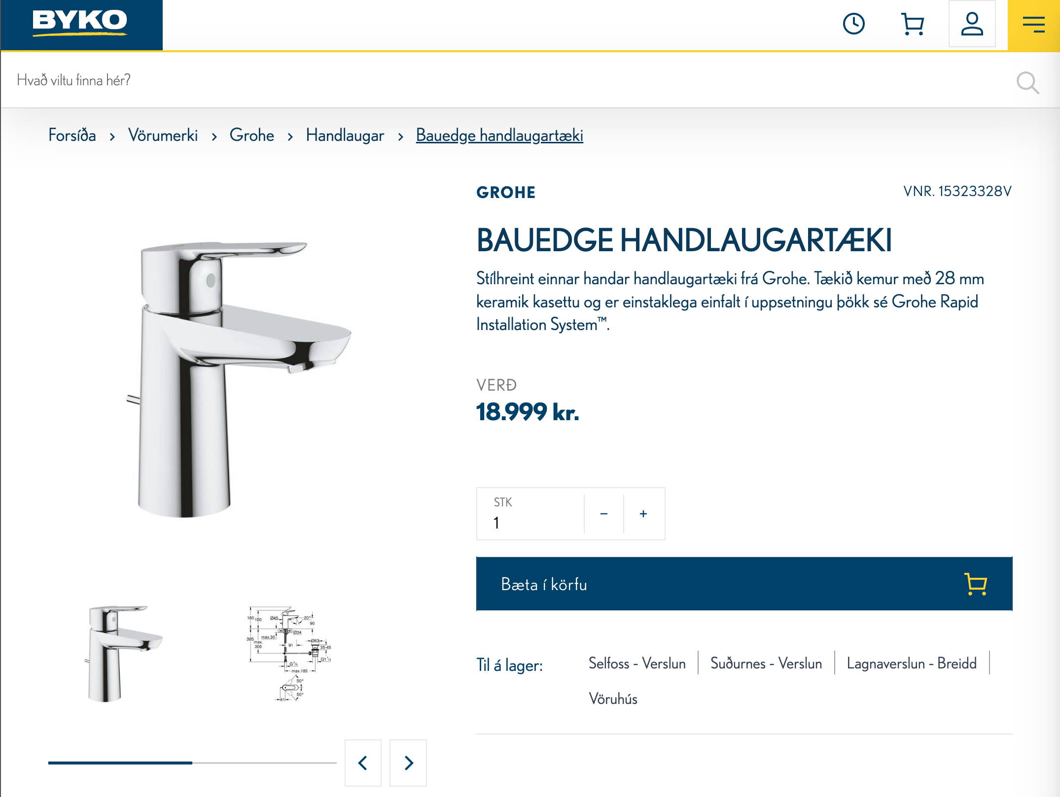 Grohe handlaugartæki frá Byko 3