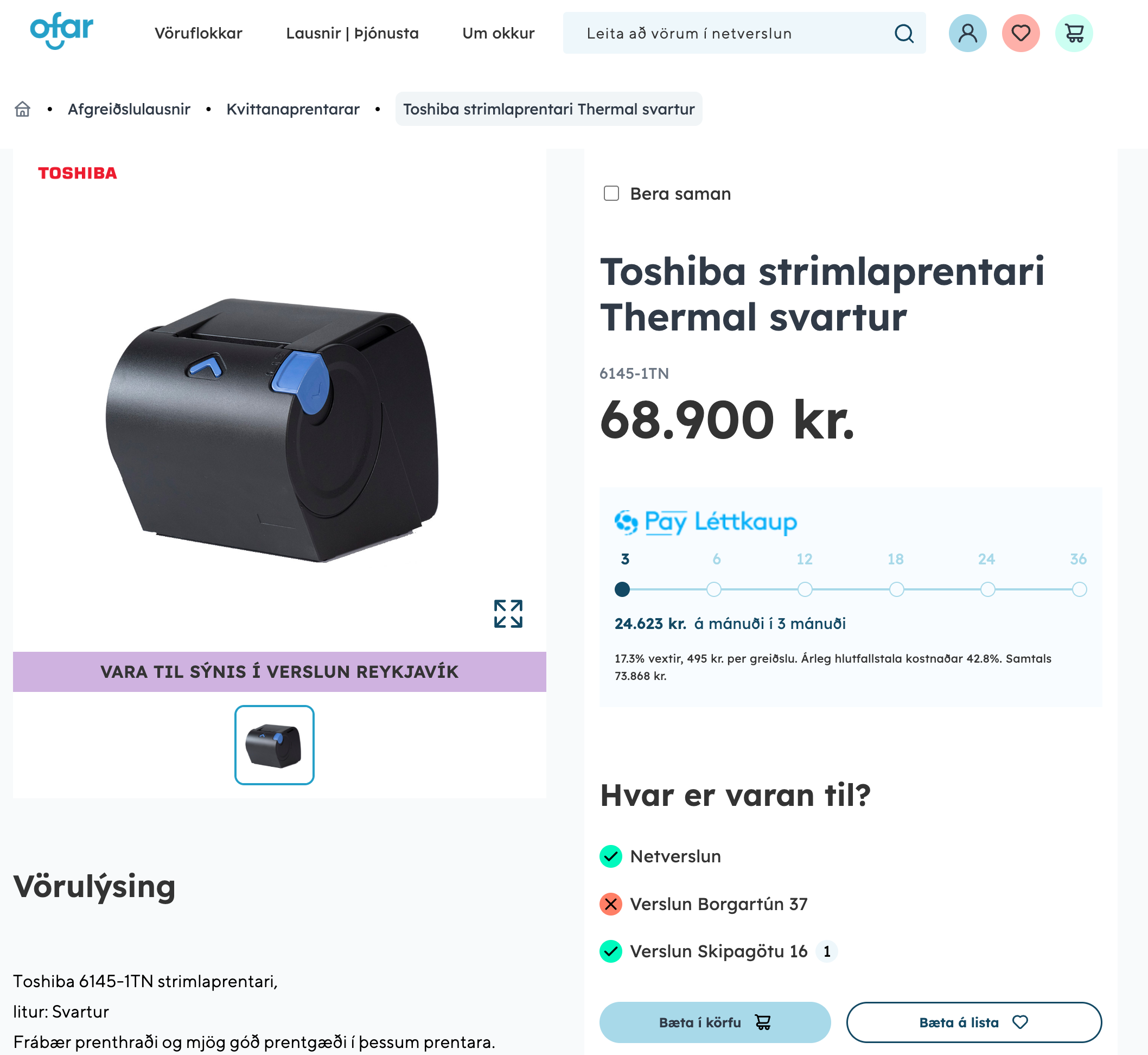 Toshiba strimlaprentari frá Ofar 2