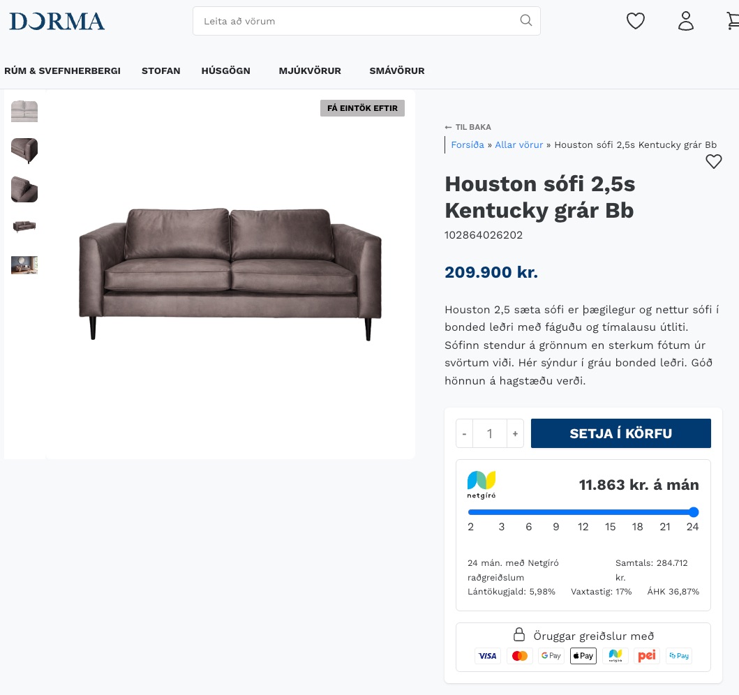 Houston sófi með hnakkpúðum frá Dorma 4