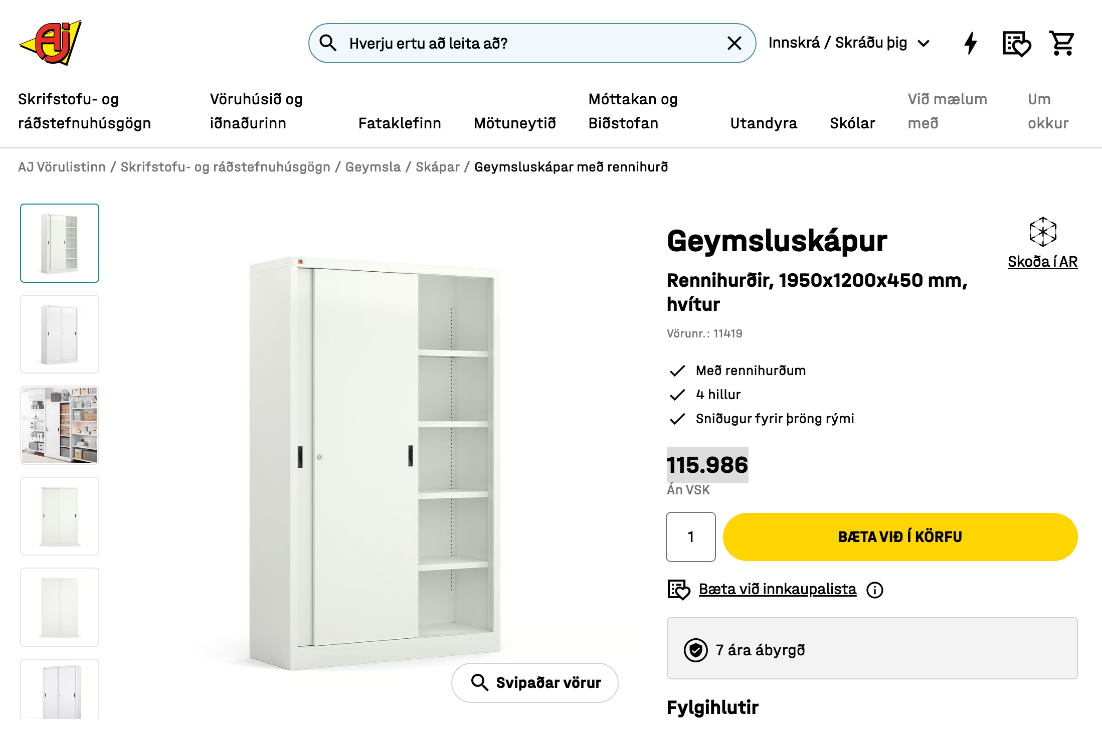 Geymsluskápur m/rennihurðum 3