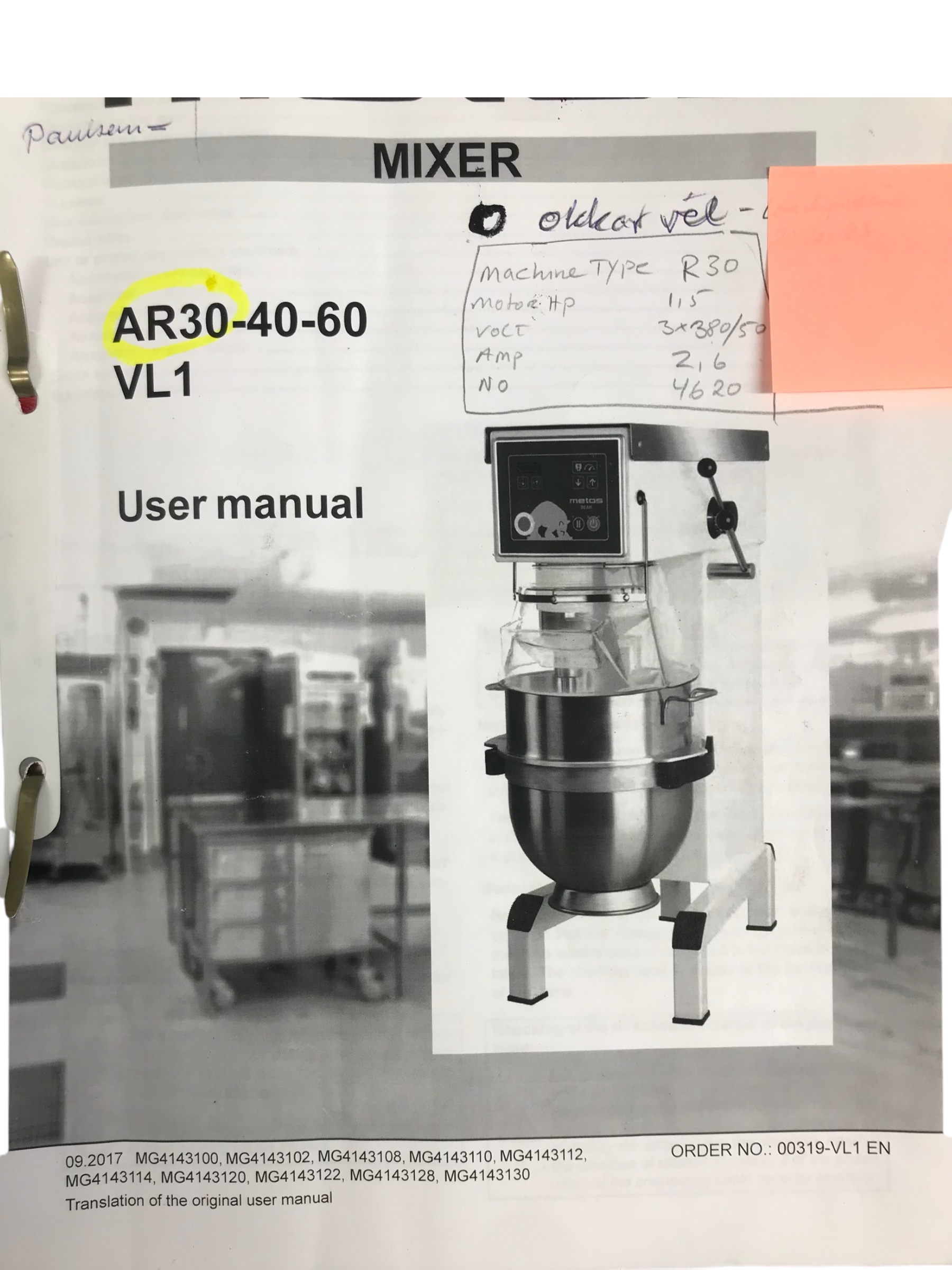 SELT / SOLD METOS AG30 _ 30L Hrærivél 2