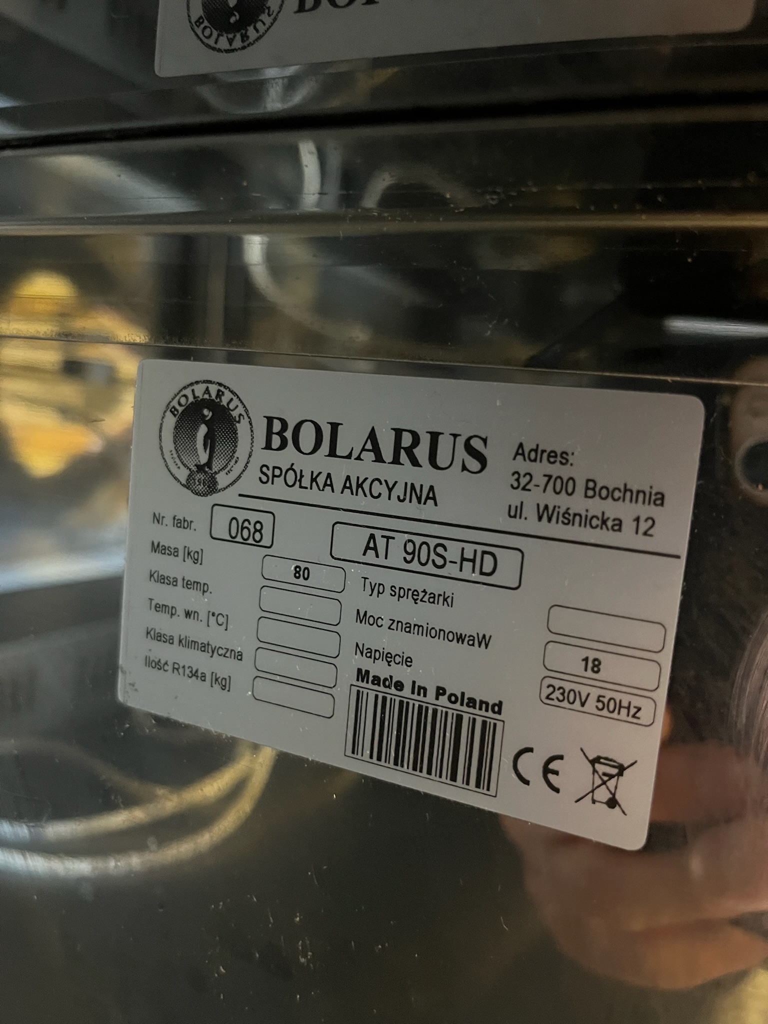SELT / SOLD Bolarus kæliborð með toppgleri, B90 x D85 x H139 sm. 6