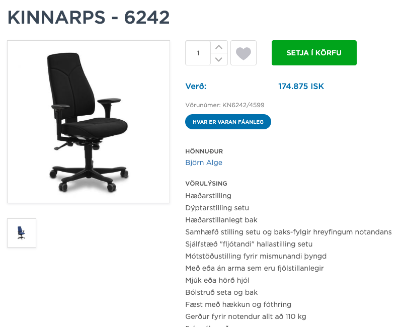 SELT / SOLD Kinnarps skrifborðsstóll frá Pennanum 3