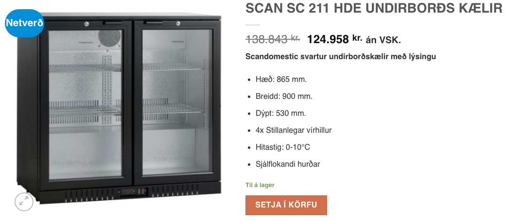 SELT / SOLD Scancool kæliskápur með gler rennihurðum 6