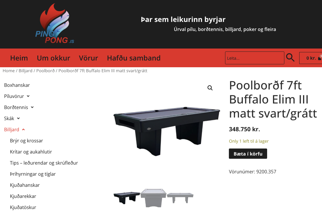 SELT / SOLD Buffalo poolborð frá Pingpong, 7ft - Selfoss 3