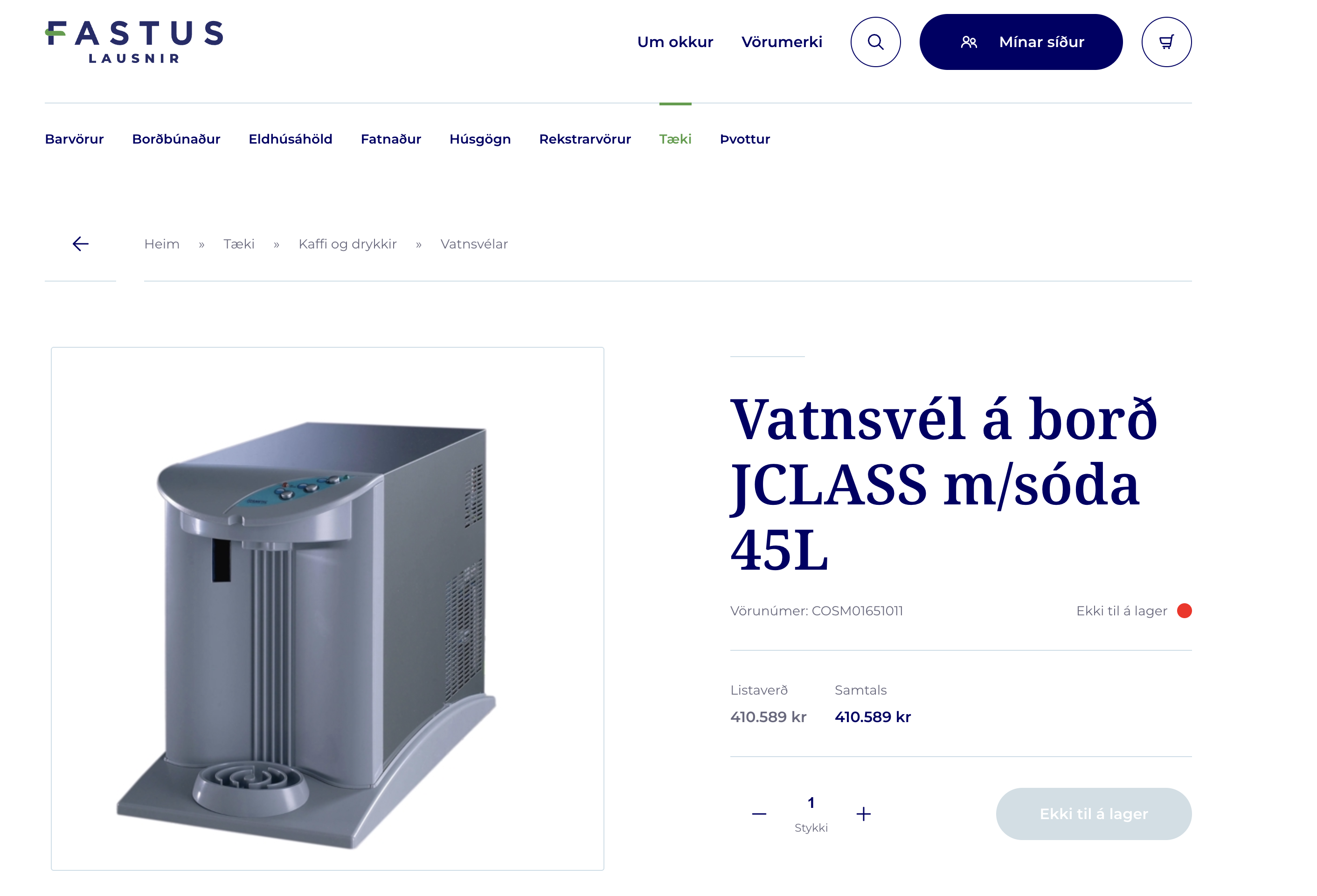 SELT/SOLDVatnsvél á borð m/sóda frá Fastus 7