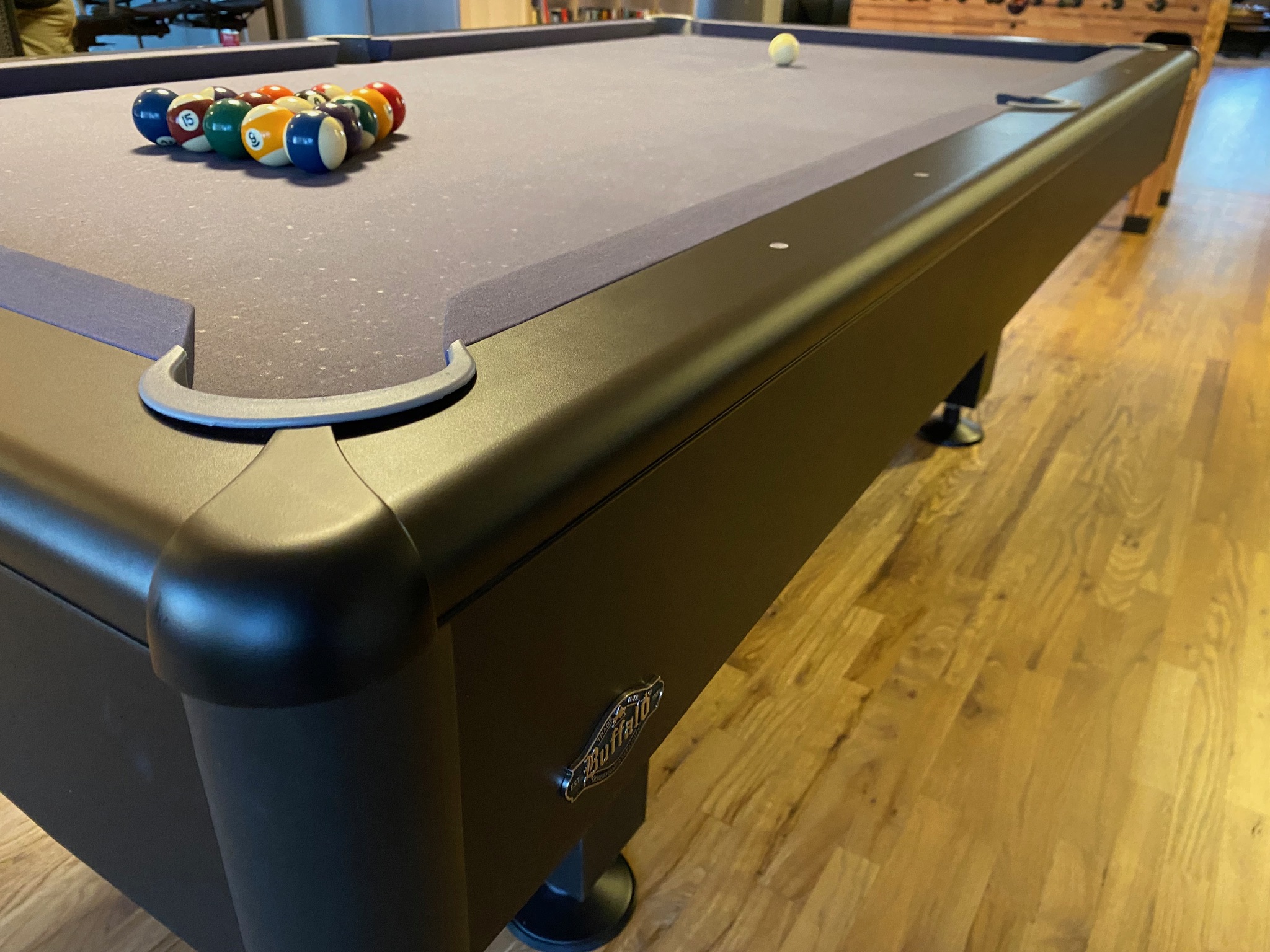 SELT / SOLD Buffalo poolborð - 8 fet - kúlur,2 kjuðar,kjuðastandur 5