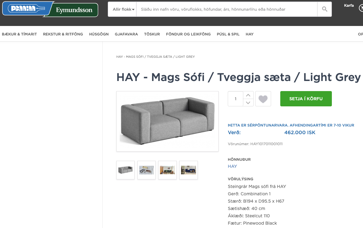 SELT / SOLD Hay sófi frá Pennanum, B194xD95,5sm. 7