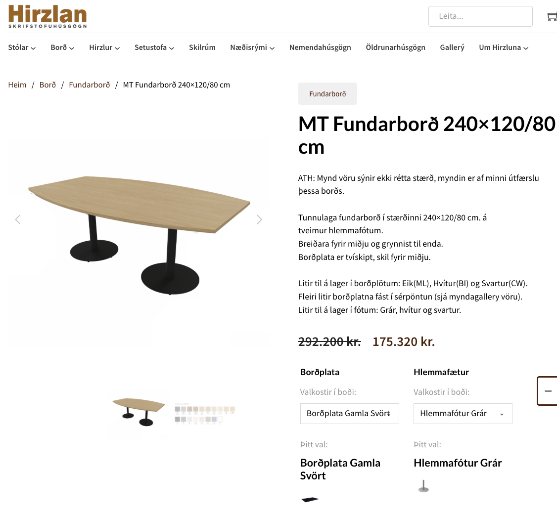 SELT/SOLDNowy Styl fundarborð frá Hirzlunni, L250xB120sm. 2