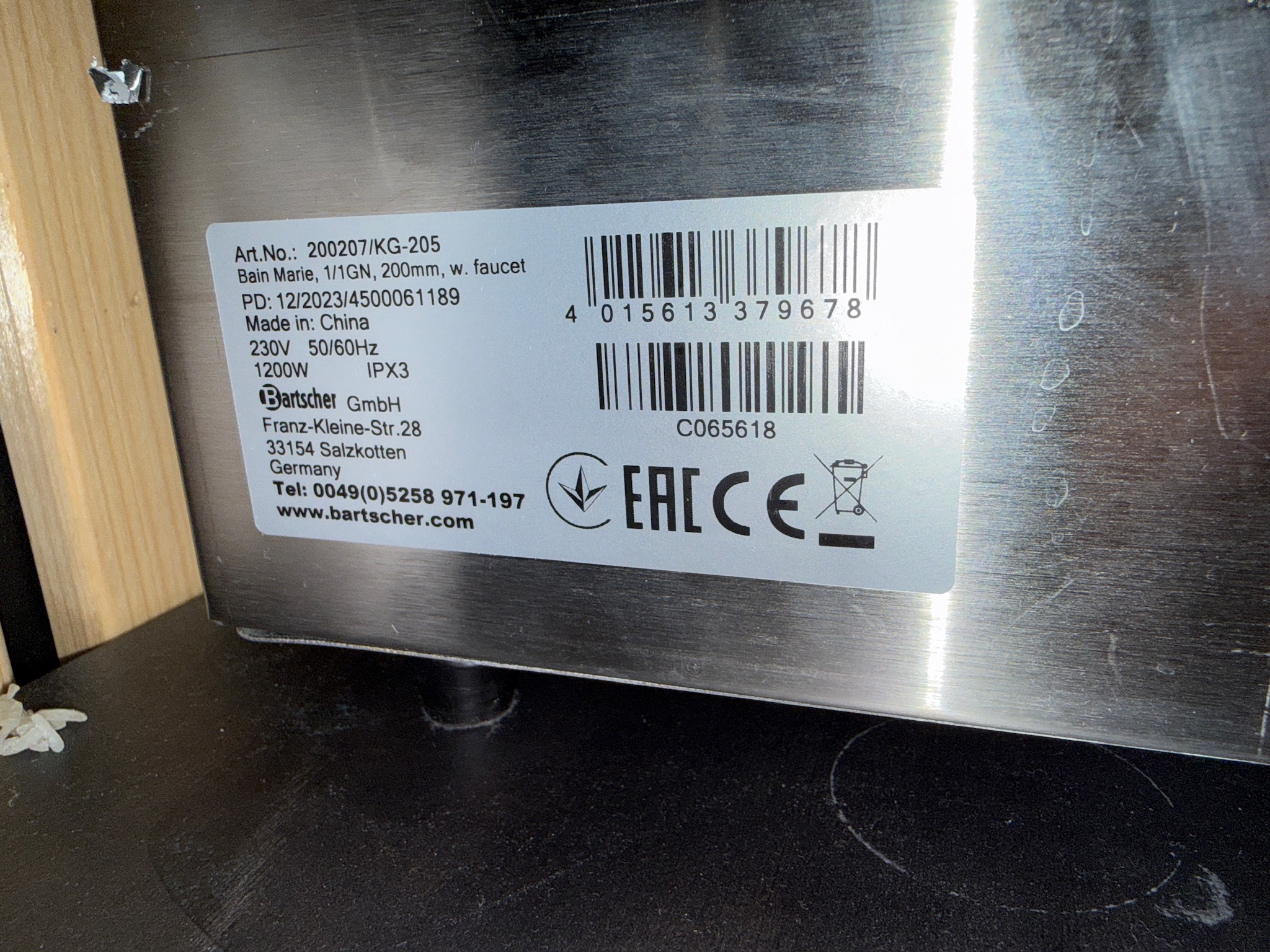SELT / SOLD Bartscher hitabað með krana frá BVT 5
