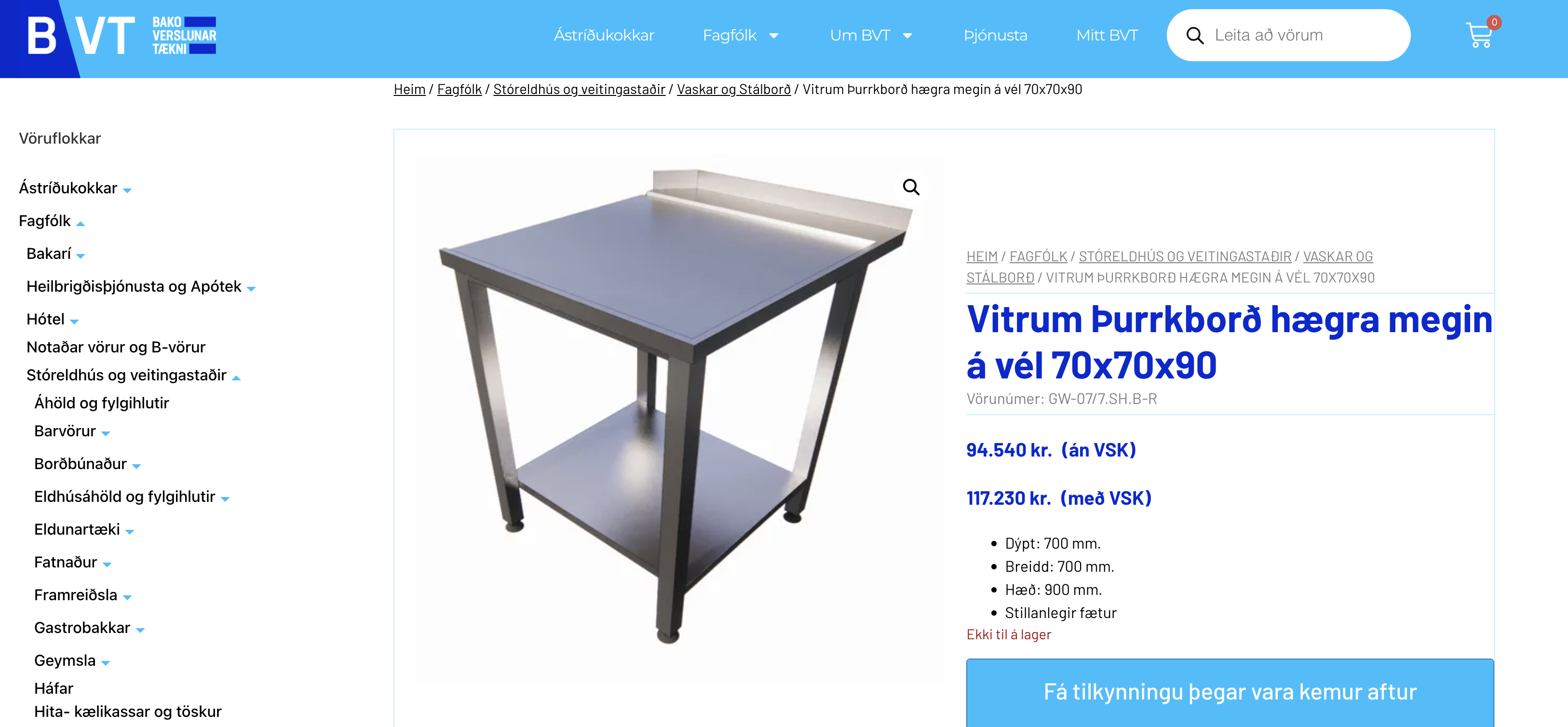 SELT / SOLD Stálborð / þurrkborð frá Fastus 3