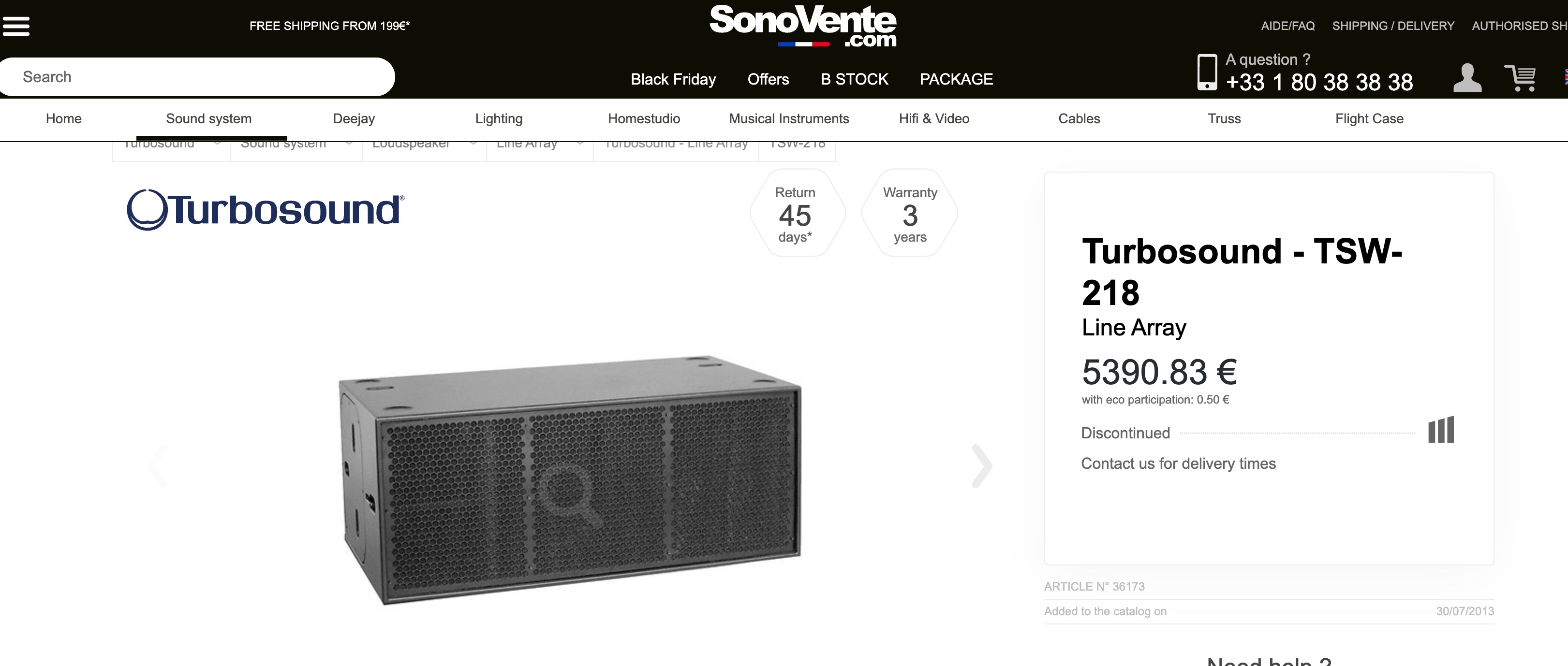 SELT / SOLD Turbosound Subwoofer Athens TSW-218 Dual 18" Horn Loaded 9