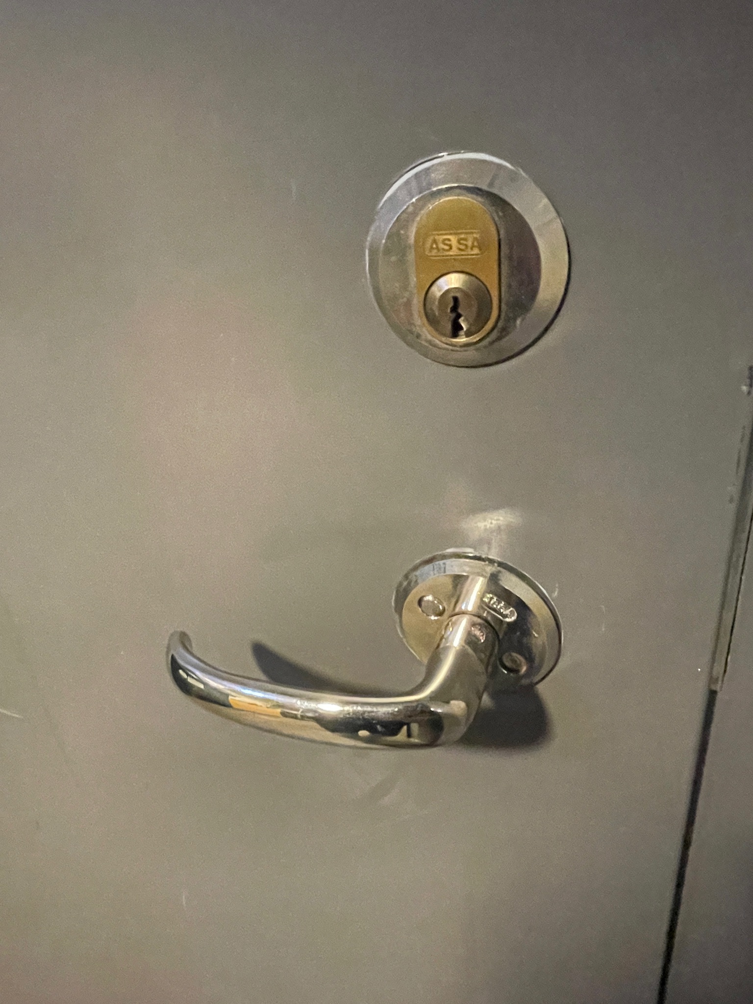 SELT / SOLD Eldvarnarhurð í ramma með pumpu frá Glófaxa, H212 x B110 sm. 6