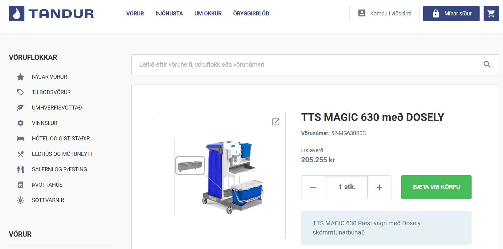 TTS MAGIC 630 Ræstivagn skúringarvagn með Dosely skömmtunarbúnað - Tandu 2