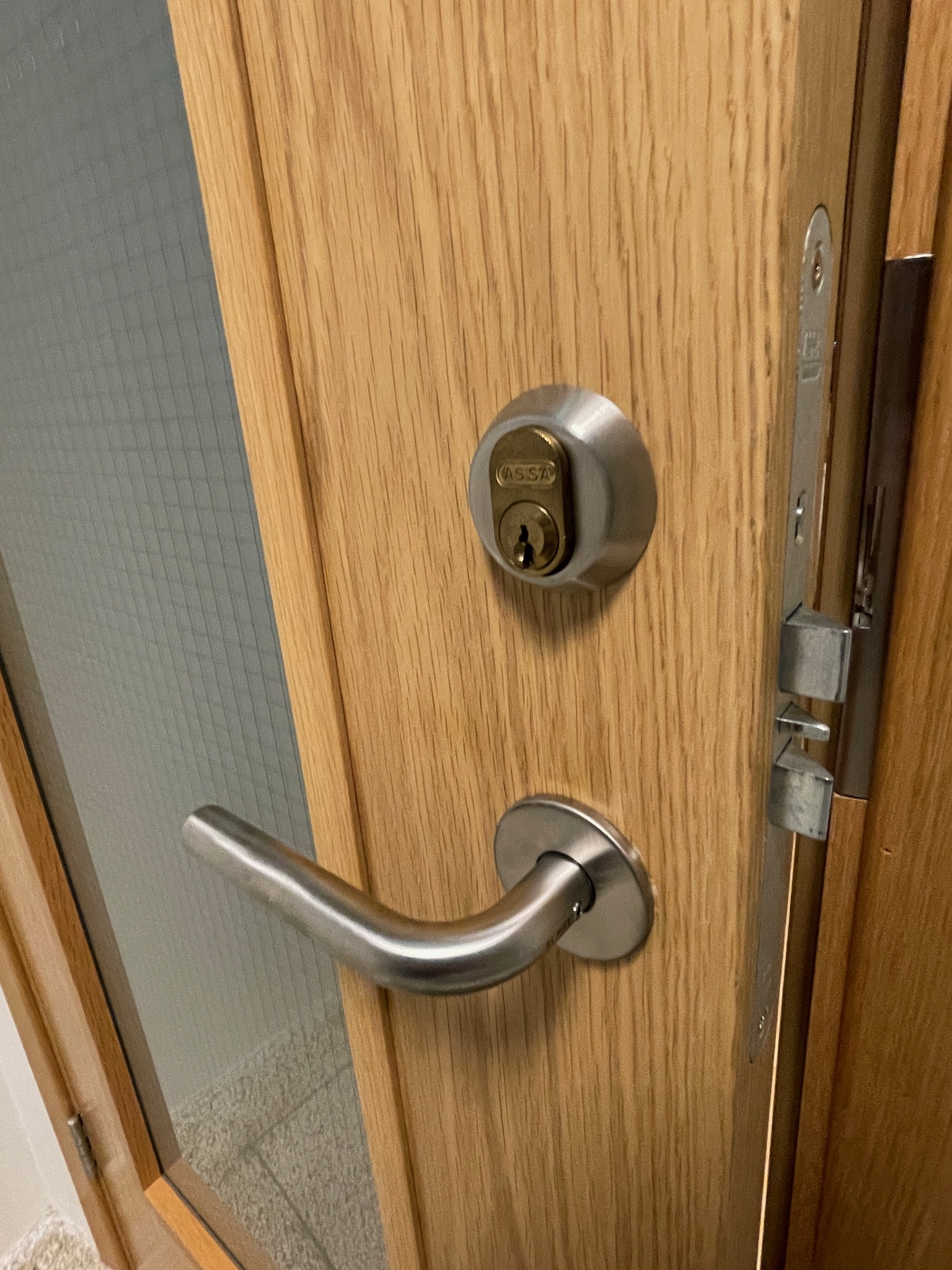 SELT / SOLD Eldvarnarhurð E30 með gleri og læsingu, H200 sm. 4