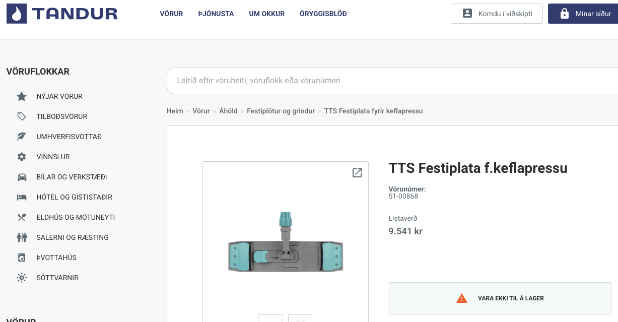 SELT / SOLD Ræstingarpakki frá Tandur 7