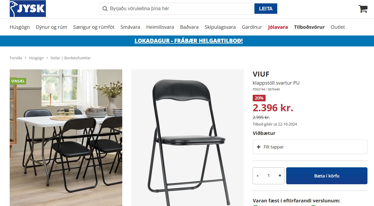 SELT / SOLD - Klappstólar - JYSK - 70 stk. 4