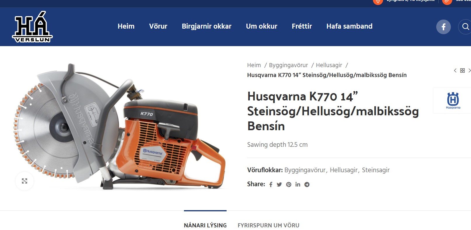 SELT / SOLD Husqvarna steinsög K770 14'' frá HÁ Verslun 8