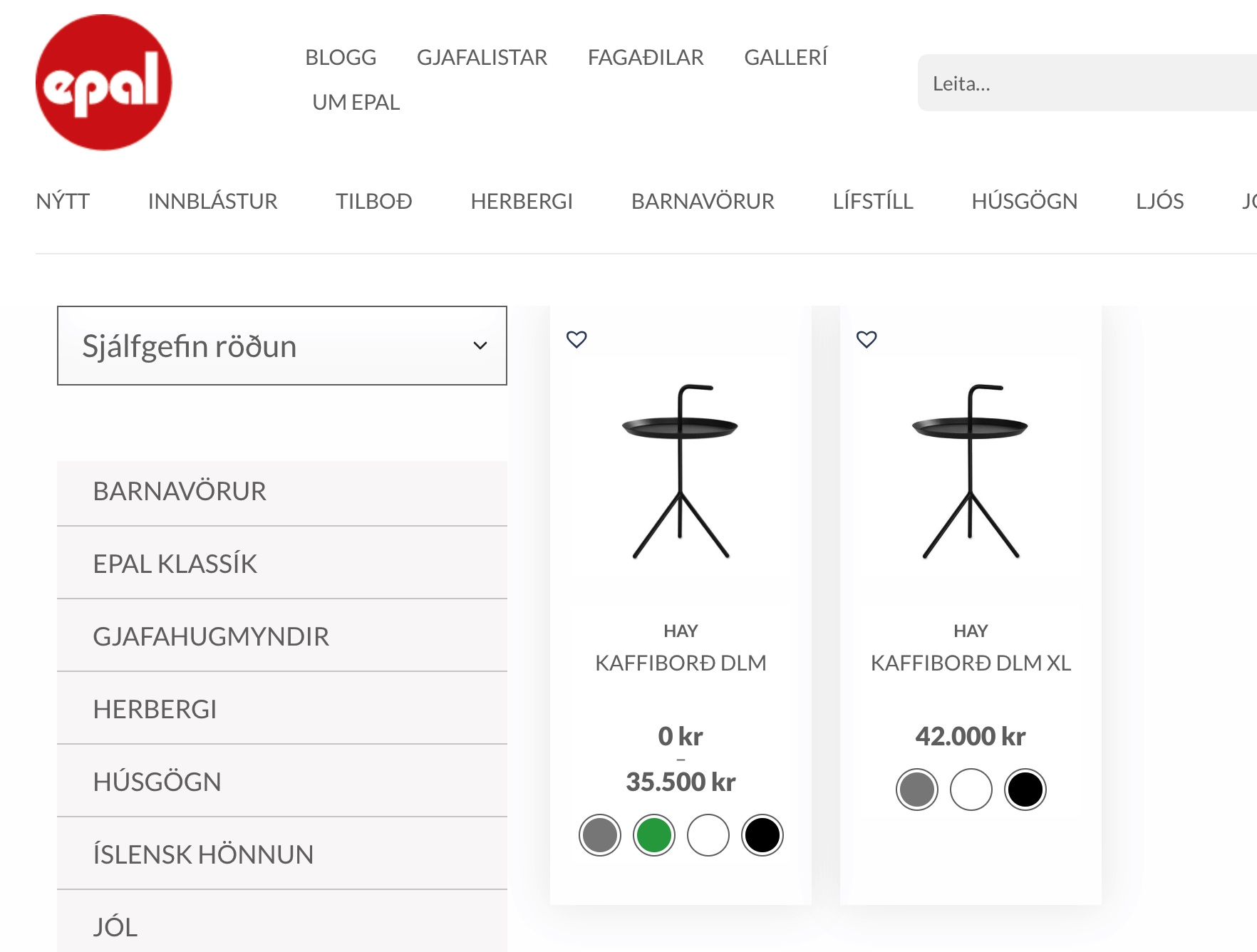 SELT / SOLD KAFFIBORÐ DLM HAY frá Epal 13