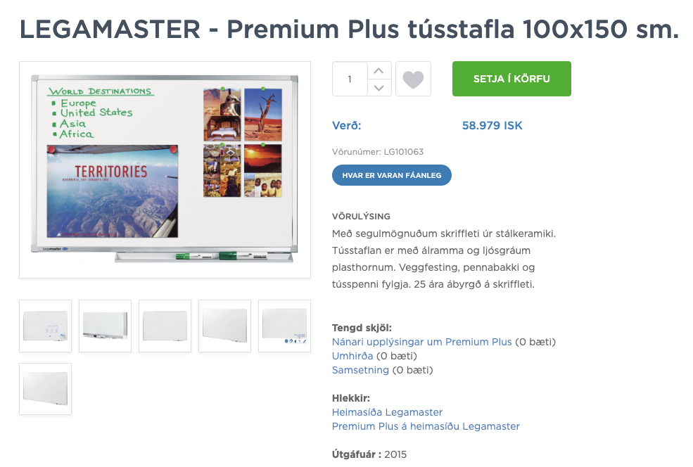 SELT / SOLD Legamaster tússtafla frá Pennanum, B150xH100sm. 5