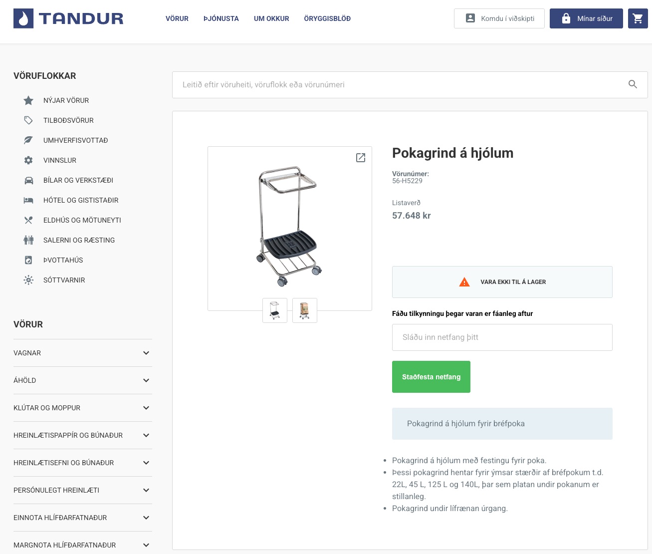 SELT / SOLD San Sac sorp/þvottagrind á hjólum frá Tandur - ónotað 6