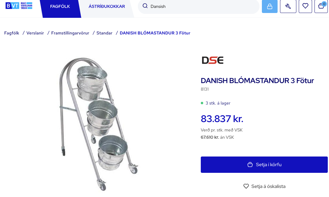 Danish blómastandur frá BVT - Ónotað 5