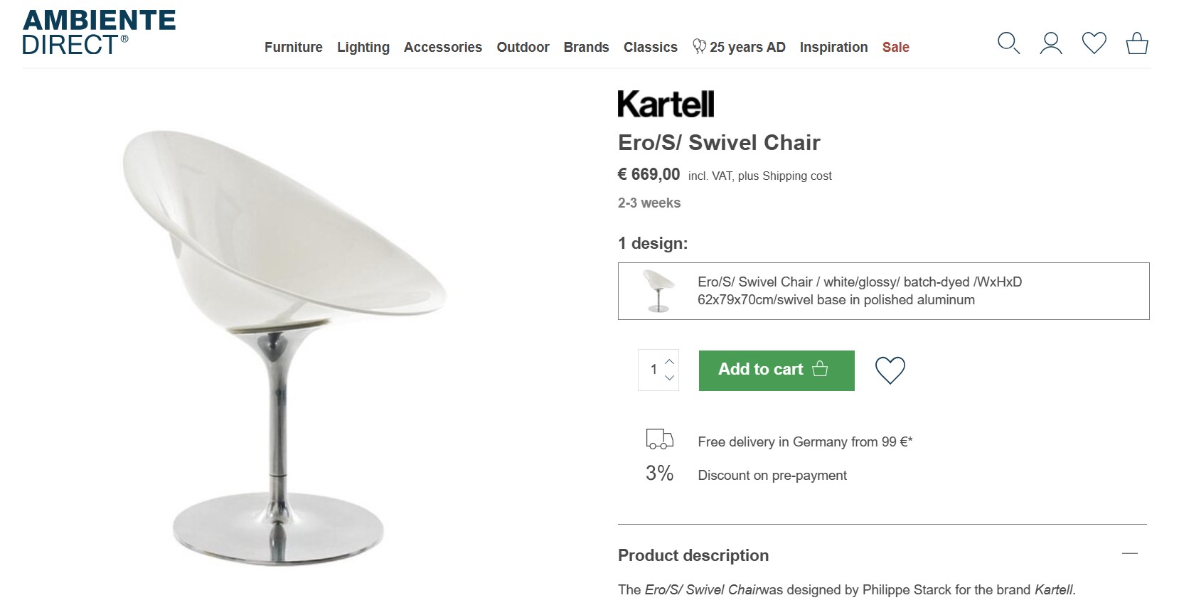 SELT / SOLD Kartell snúningsstóll / hönnunarstóll (6 stk.) 15