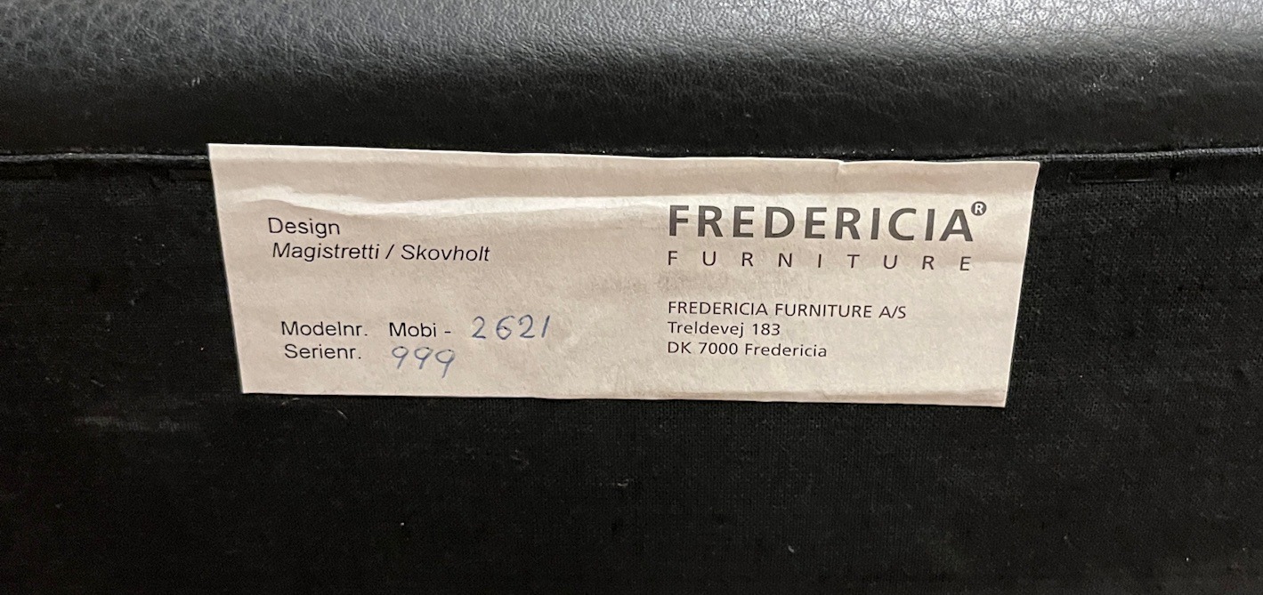 SELT / SOLD Hönnunarstóll - Fredericia Danmark leðurarmstóll - handsmíðaður 6
