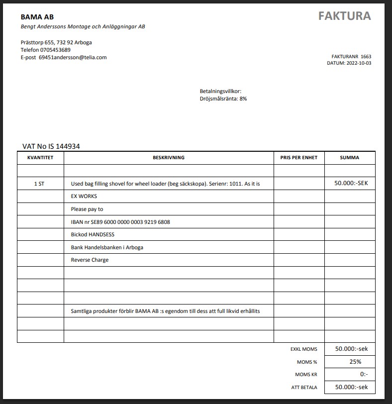 SELT / SOLD - Ámoksturskófla/síló til að fylla á sekki 5