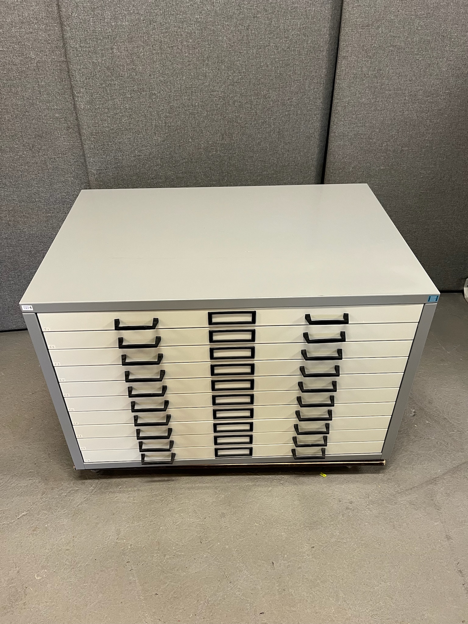 SELT / SOLD Finnerup System teikningaskápur, 10 skúffur, B102xD69xH67sm. 2