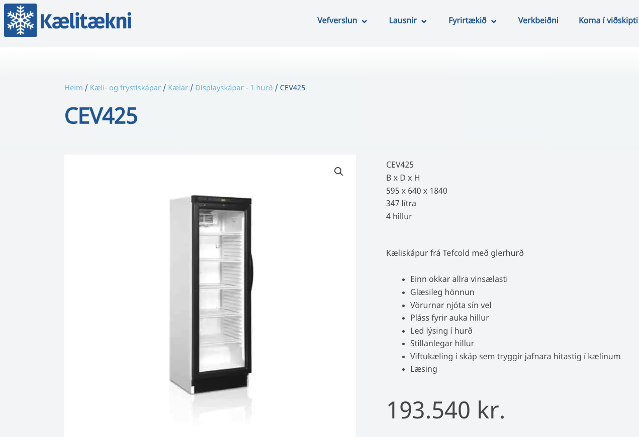 SELT / SOLD Tefcold display kæliskápur með LED lýsingu frá Kælitækni, 345ltr. 9