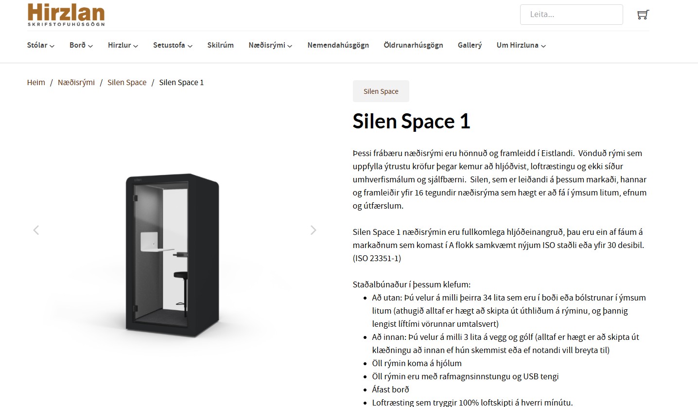 SELT / SOLD Næðisrými - Hirzlan - hágæða hljóðvist 4
