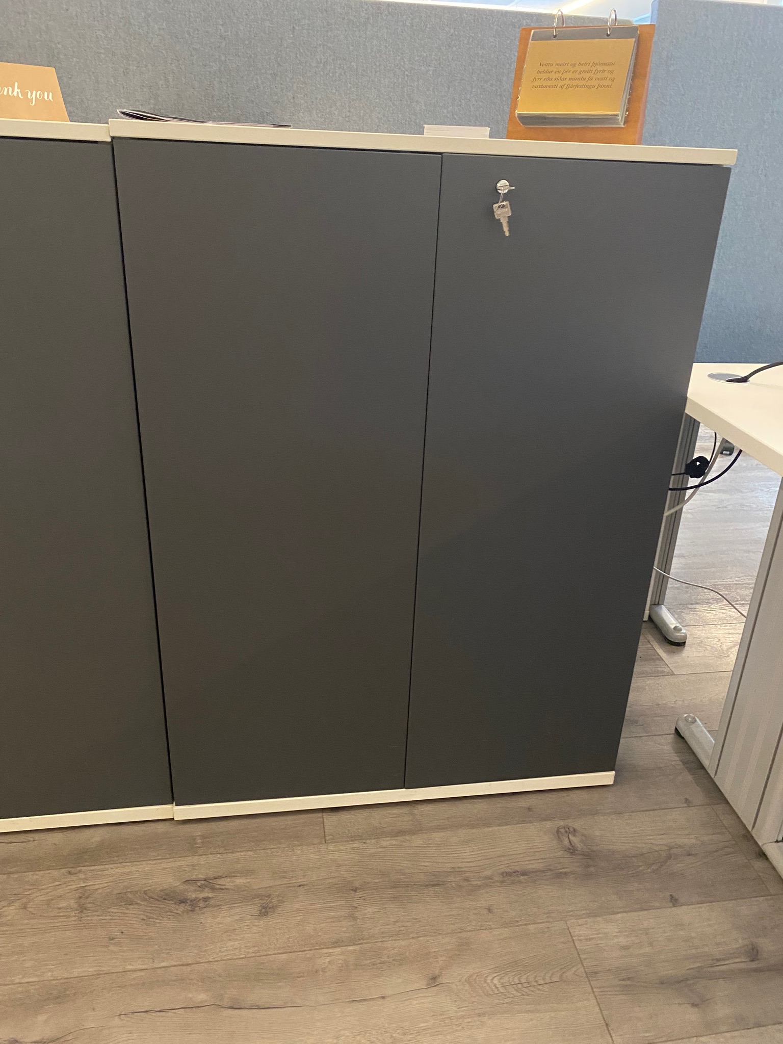 SELT / SOLD Skrifstofuskápur, hvítir/gráir frá ÁG, H109 x B80 x D34 sm 3