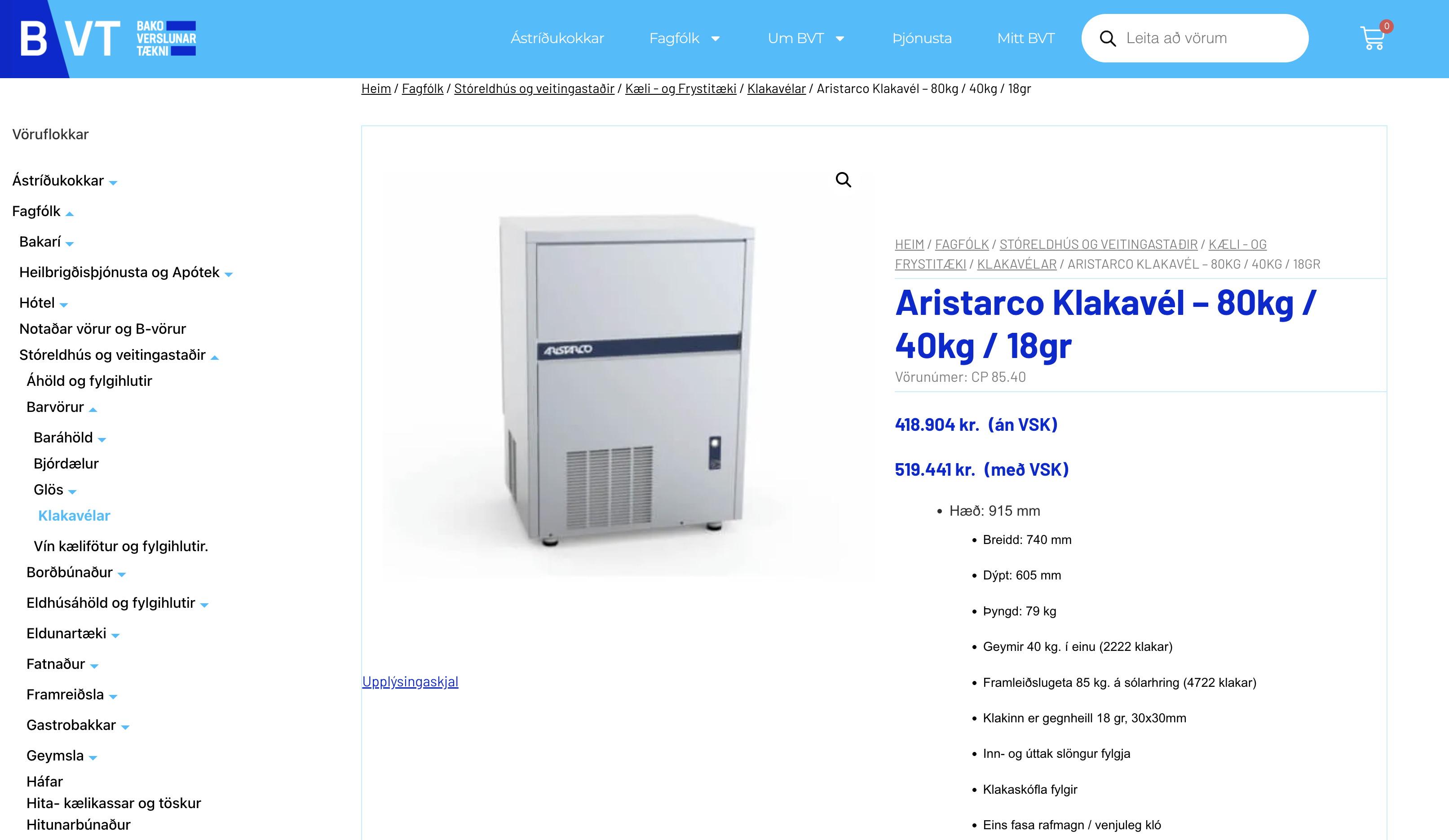 SELT / SOLD Aristarco Klakavél – 80kg / 40kg / 18gr 9