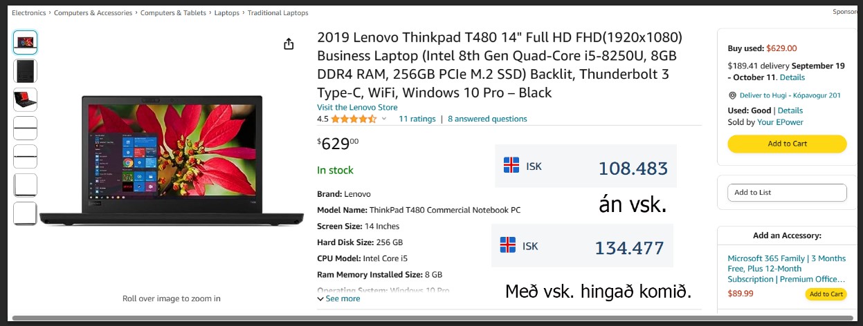 SELT / SOLD Öflug fartölva - fartölvur - Lenovo ThinkPad T480S 2