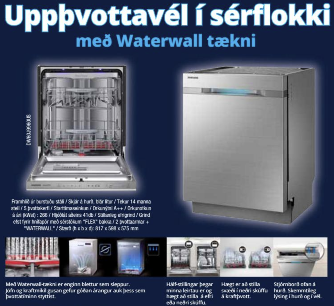 SELT / SOLD Samsung uppþvottavél - 5 þvottakerfi. 9