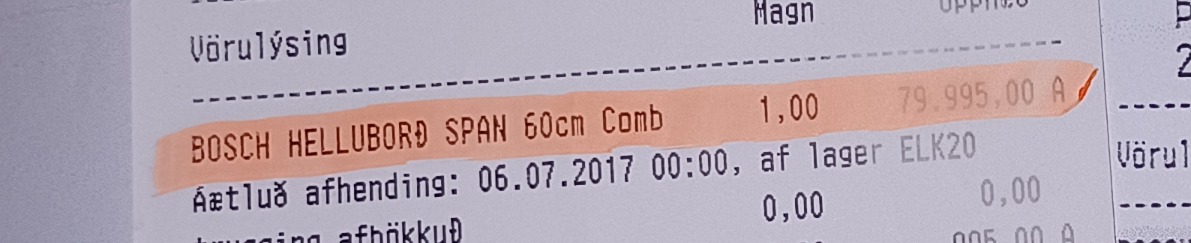 SELT / SOLD - Helluborð Bosch 60 sm. 2017 2