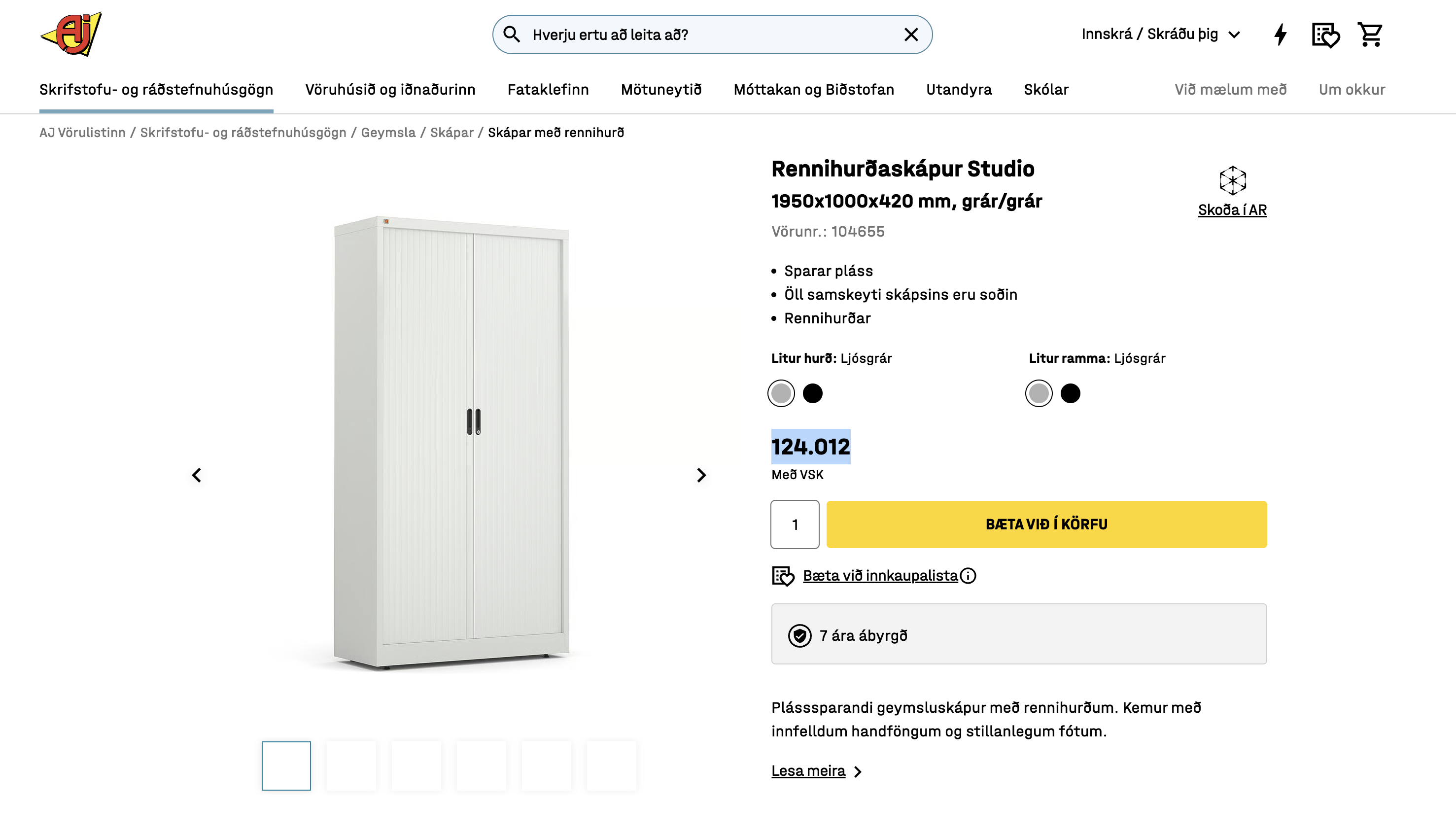 SELT / SOLD Stálskápur með rennihurðum og innréttuðum skúffum 8