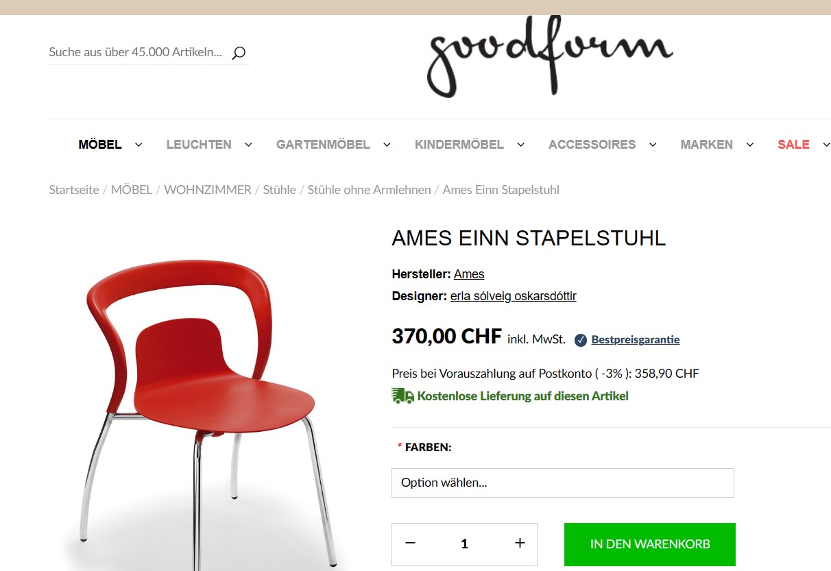 SELT / SOLD Ames hönnunarstóll 8