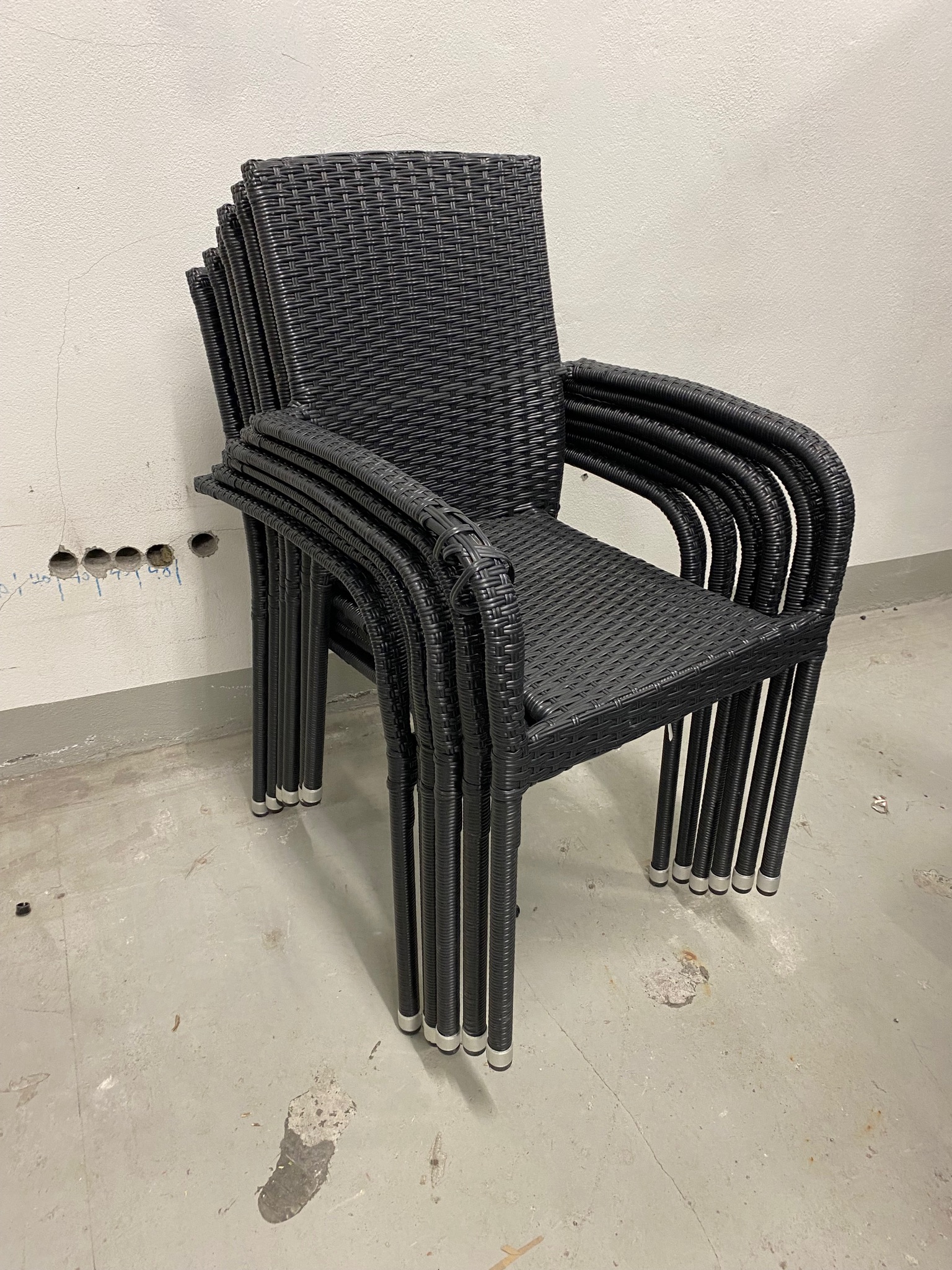 SELT / SOLD Garðstóll Sunfun Anna polyrattan svartur (6 stk.) 5
