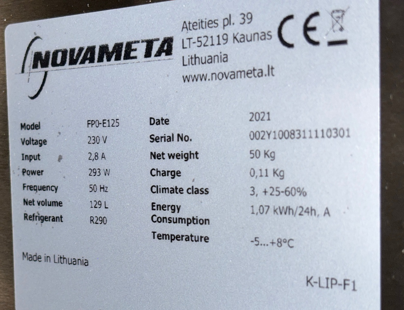 Novameta kæliborð 6