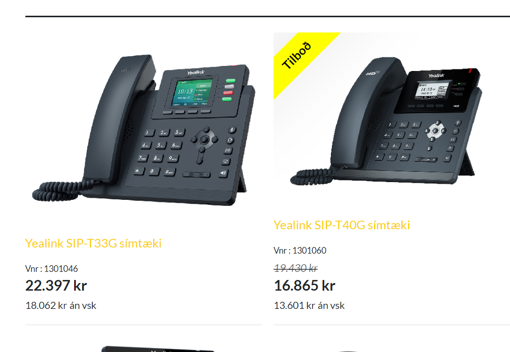 SELT / SOLD Ipsímar - Yealink - 18 stk. 2