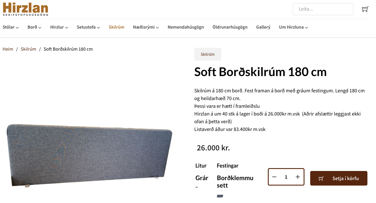 SELT/SOLDBorðskilrúm frá Hirzlunni, B160/120xH70 sm. (15 stk.) 4