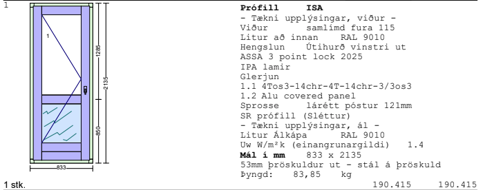 SELT/SOLDGluggastykki - Ónotuð - 5 stk. 6