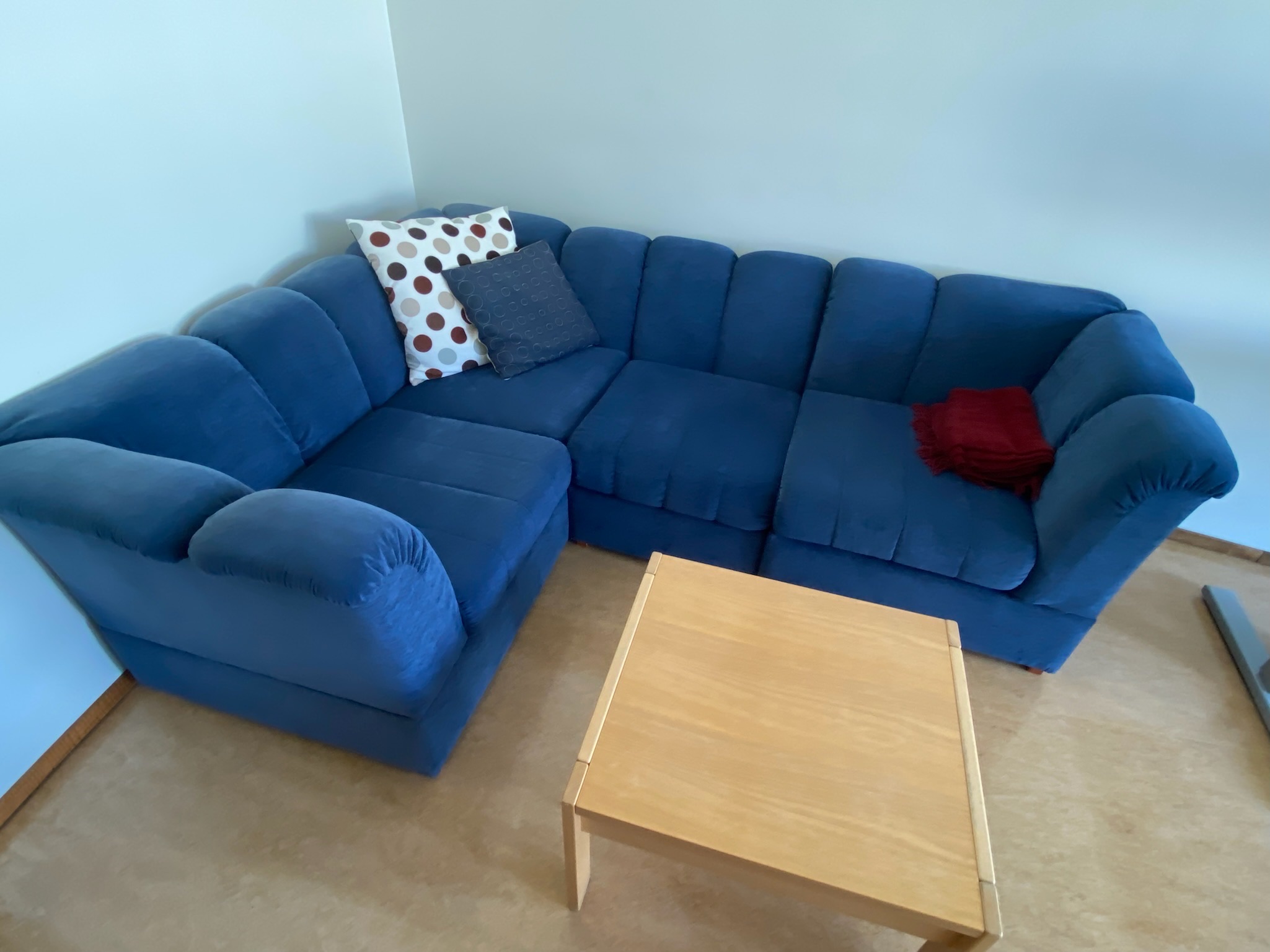 SELT / SOLD Velvet hornsófi blár (1 stk.) 7