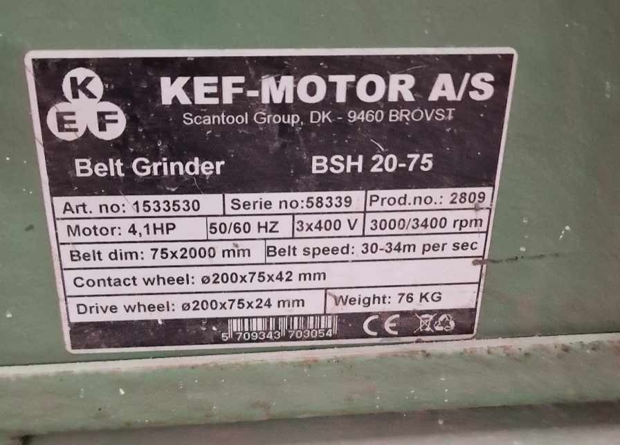SELT / SOLD Bandslípivél - 75×2000 - 74 kg. 2