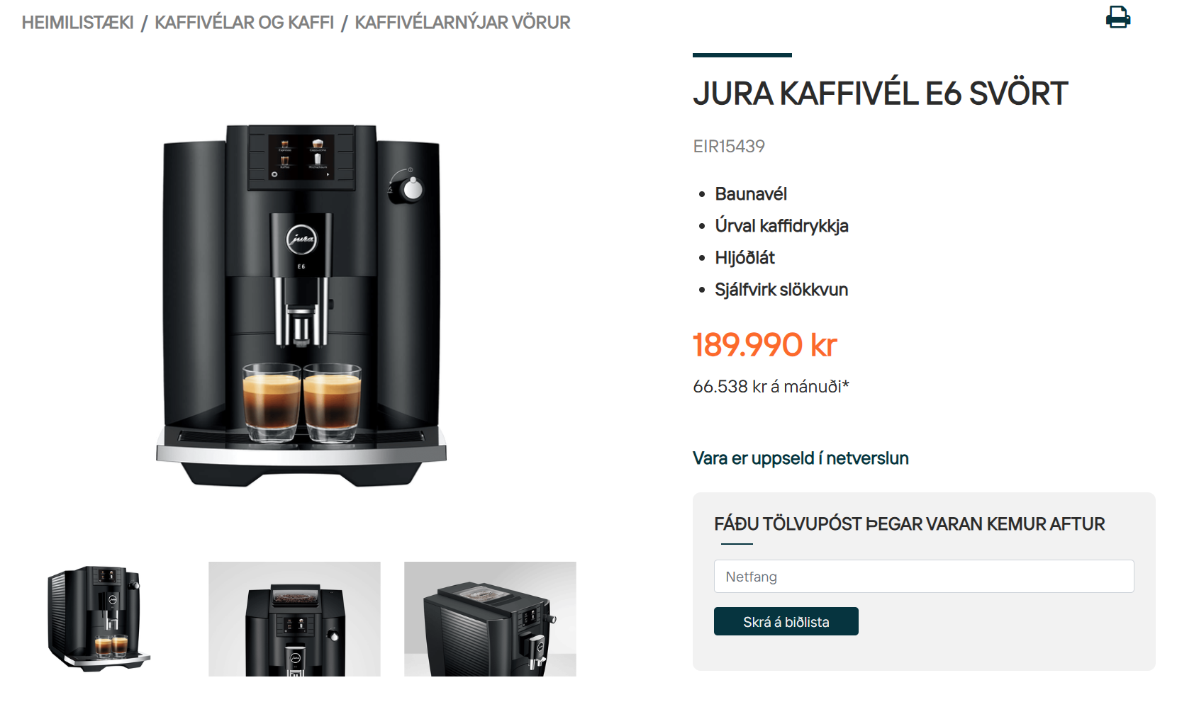 SELT / SOLD Jura E6 kaffivél 4